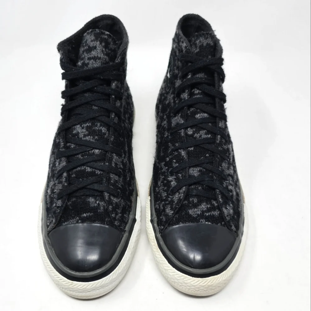 Converse AllStar Chuck Taylor Sneakers Black Grey RARE Knit Sweater Men Size 6.5 - Picture 4 of 12